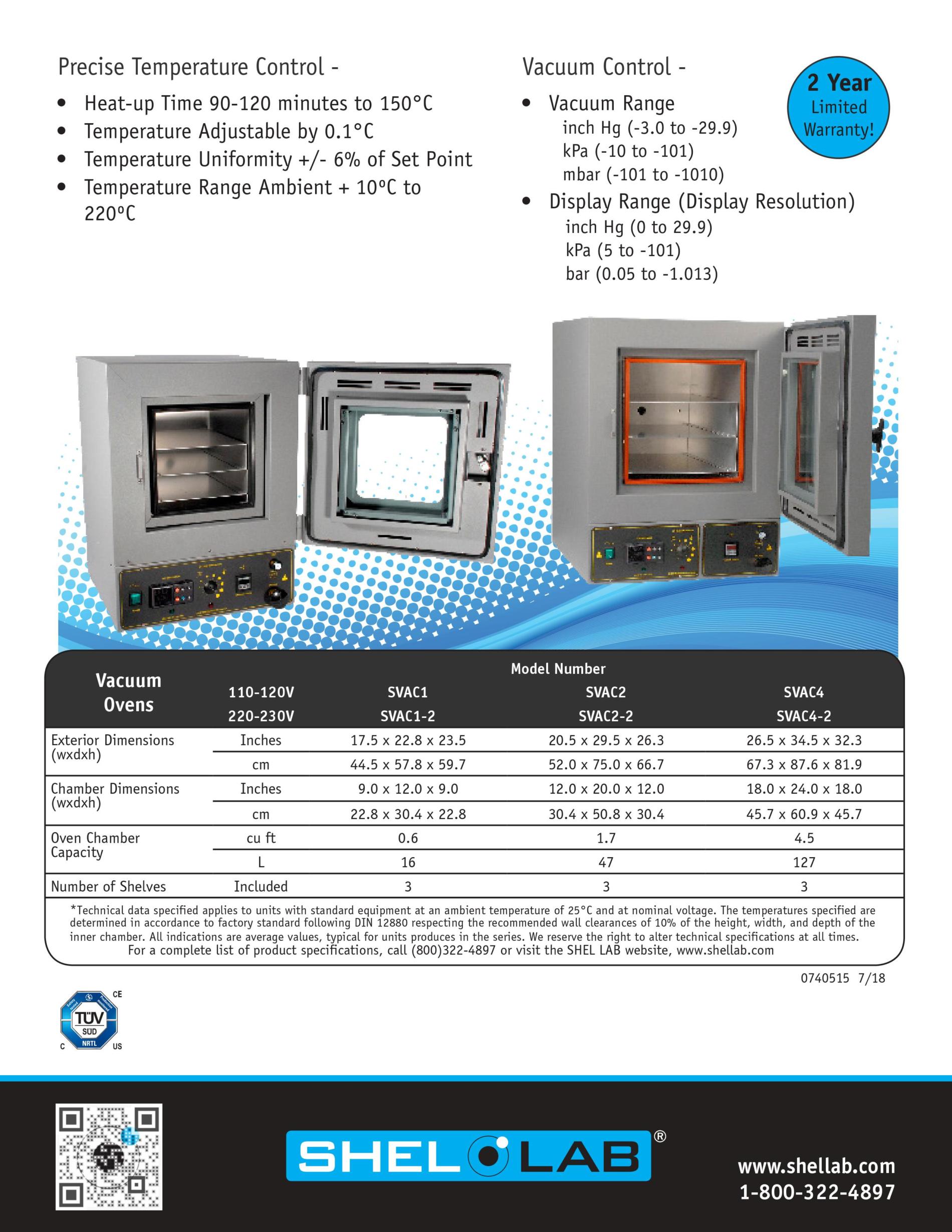 Vacuum Ovens Digital SVAC2 Shellab 